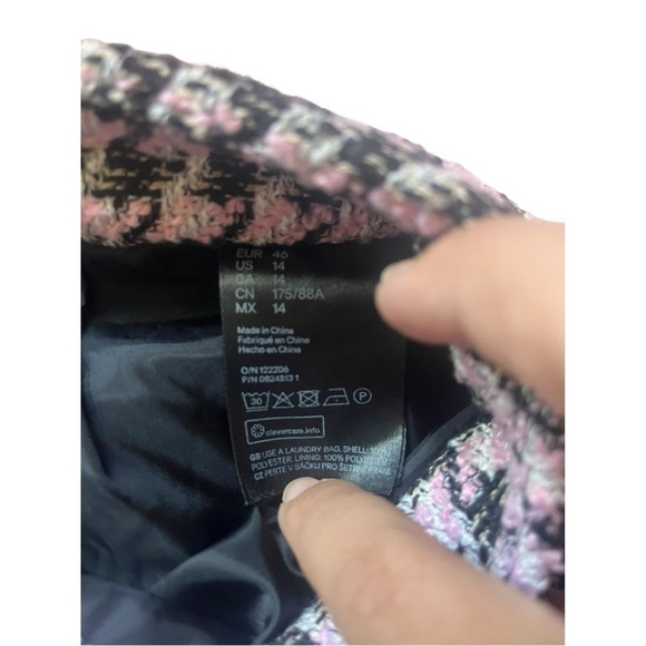 H&M tweed faux pocket straight mini skirt size 14 EUC - Picture 4 of 7